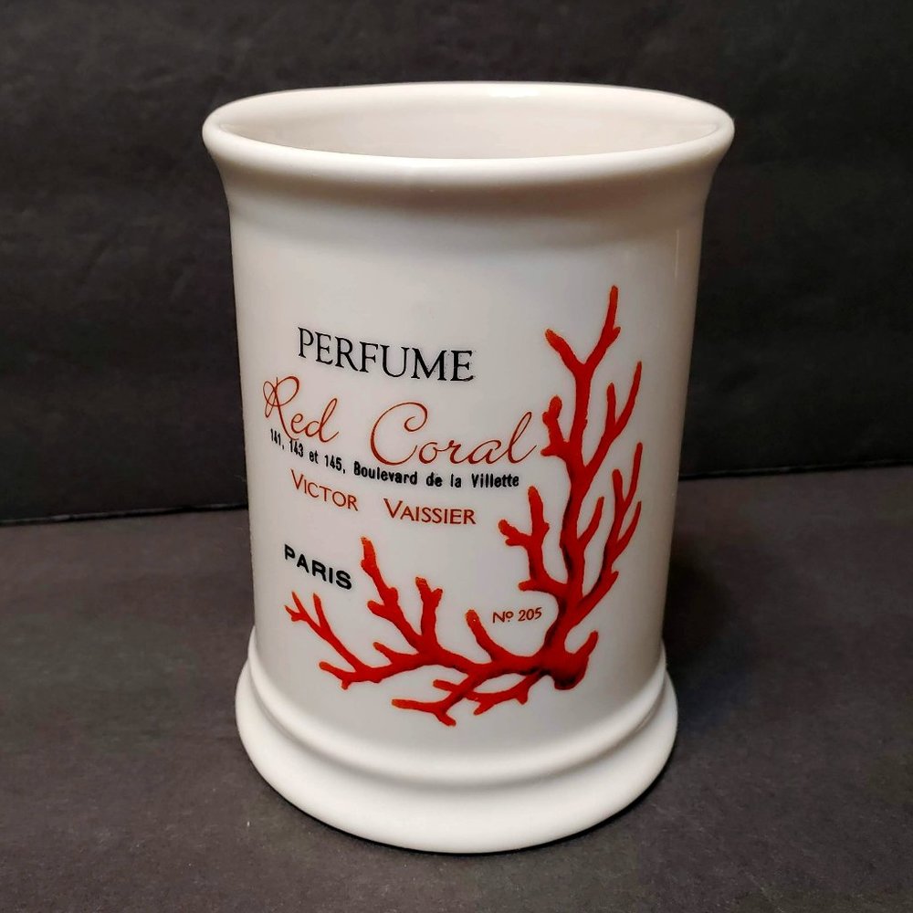 Victor Vaissier Red Coral Perfume Cup / Jar / Candle Holder, Paris, Ceramic